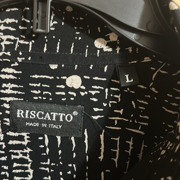 Vintage RISCATTO Black and White Men's Short Sleeve Shirt. Made in Italy - Picture 4 of 5